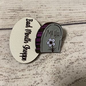 *Love Pain and Stitches Mehh Tombstone Enamel Lapel Pin